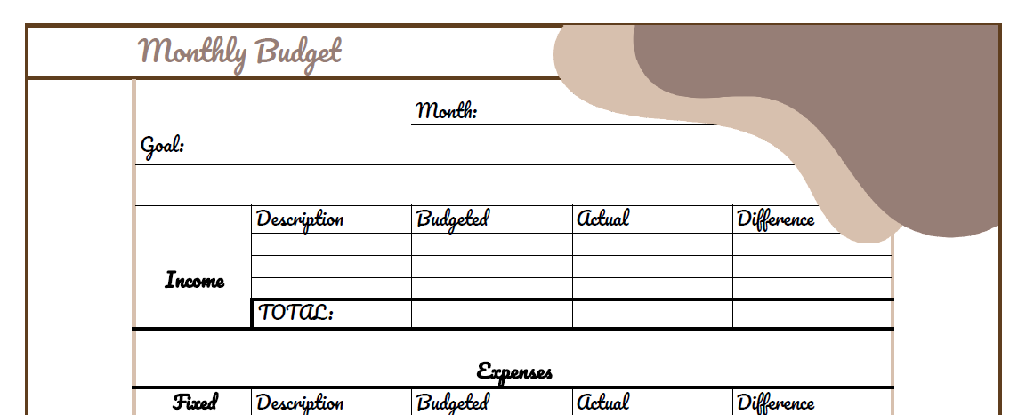 Budget Worksheet